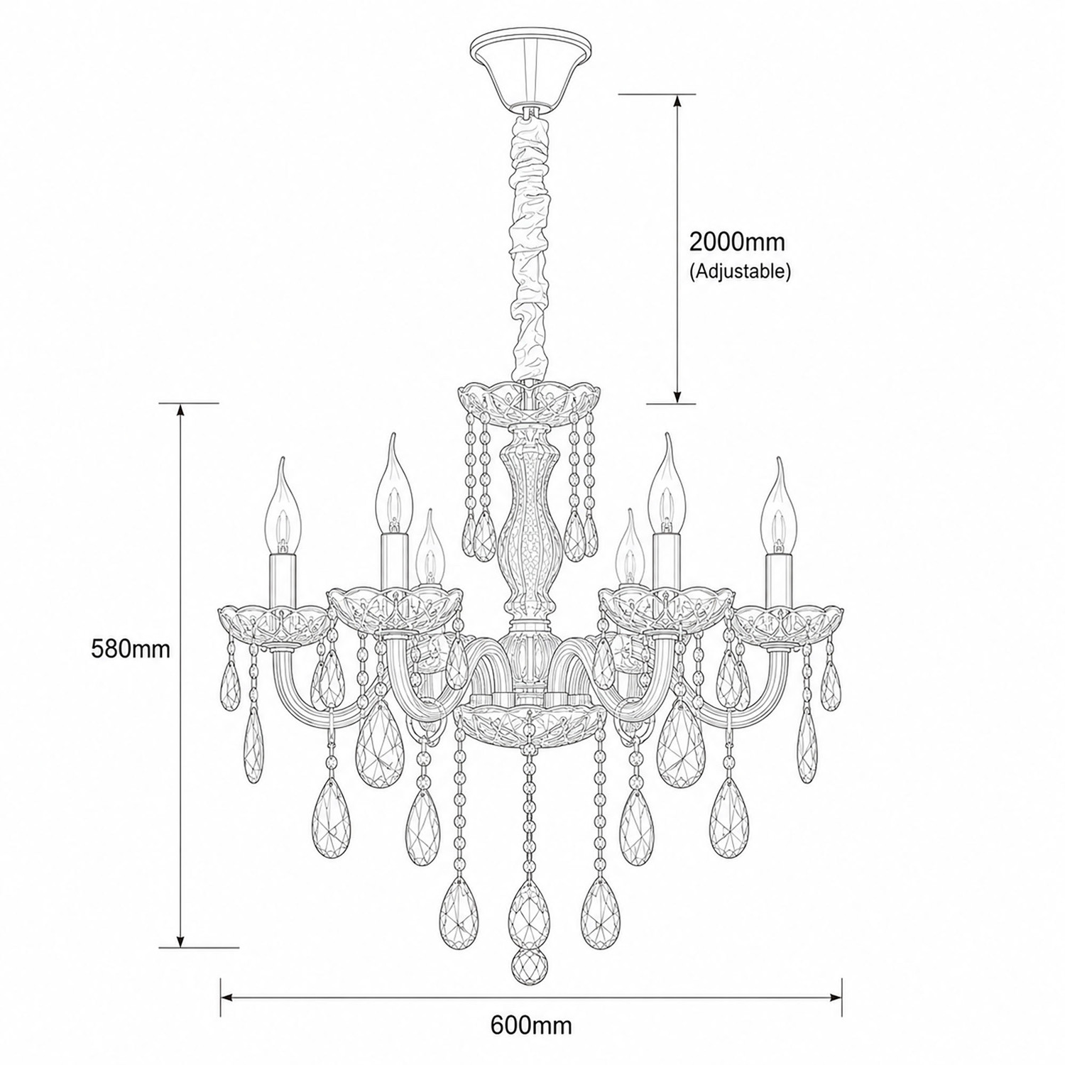 Bromley Crystal 6-Light Chandelier