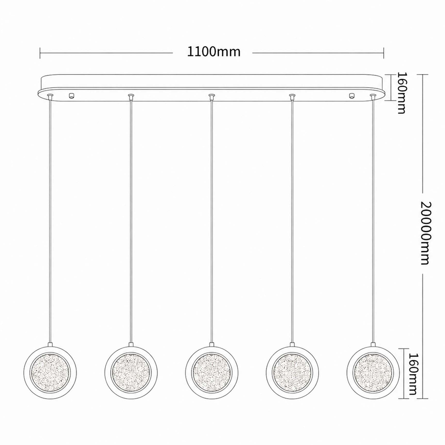 Yoyo Metal Linear LED 5-Light Pendant
