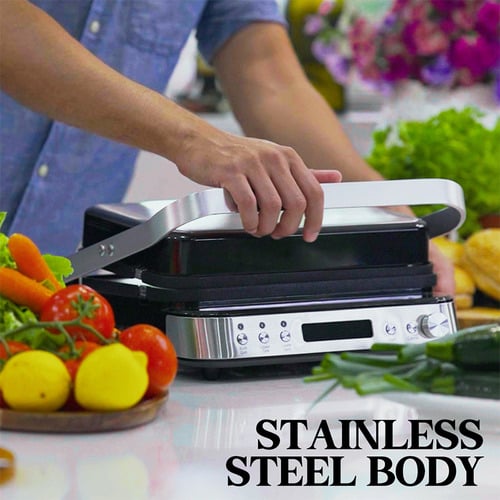 Contact Grill with Ribbed Plates