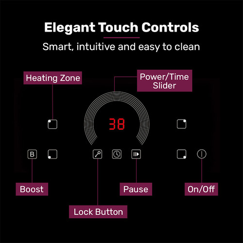 59cm Crystal Glass 4 Zone Induction Cooktop