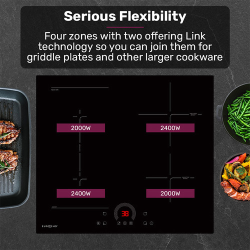59cm Crystal Glass 4 Zone Induction Cooktop