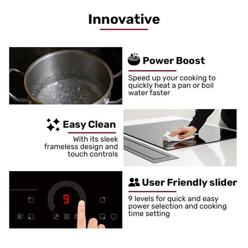 59cm Crystal Glass 4 Zone Induction Cooktop