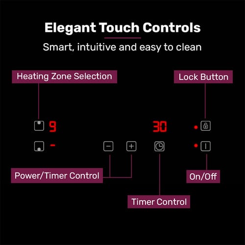 30cm Crystal Glass Induction Cooktop