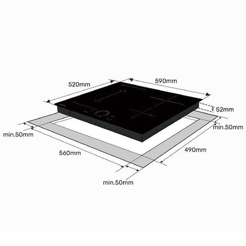 EuroChef 59cm Crystal Glass 4 Zone Induction Cooktop