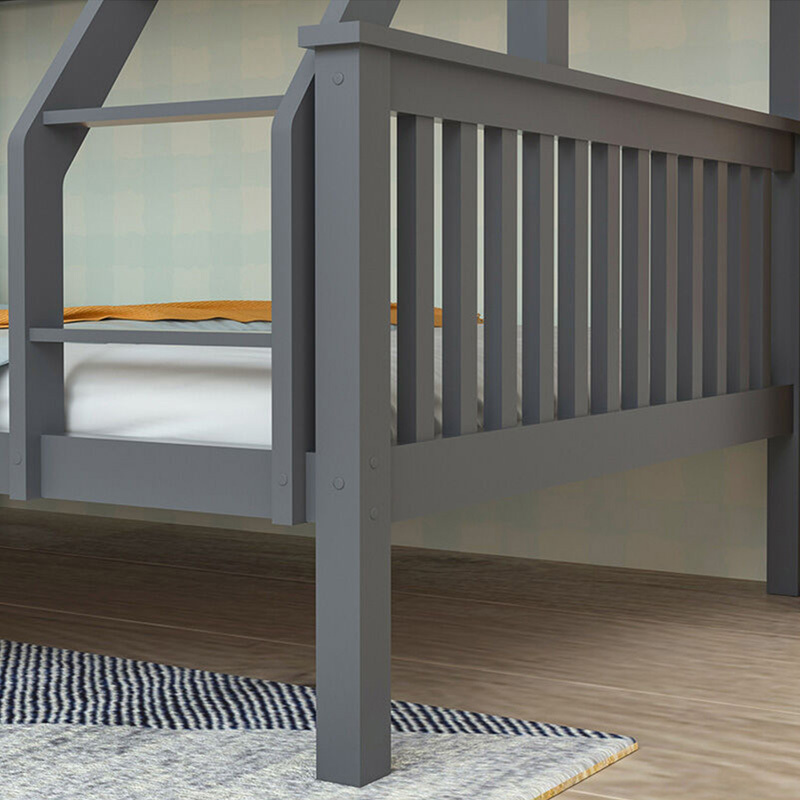 Grey Kingston Pine Wood Single Over Double Bunk Bed