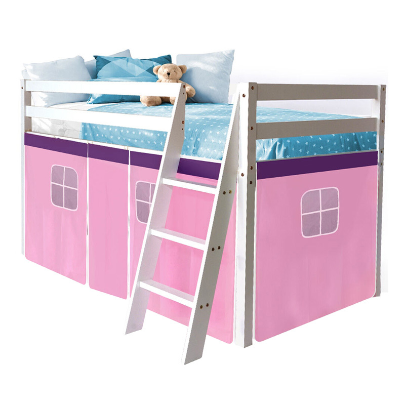 White Kingston Single Bunk Bed with Curtain