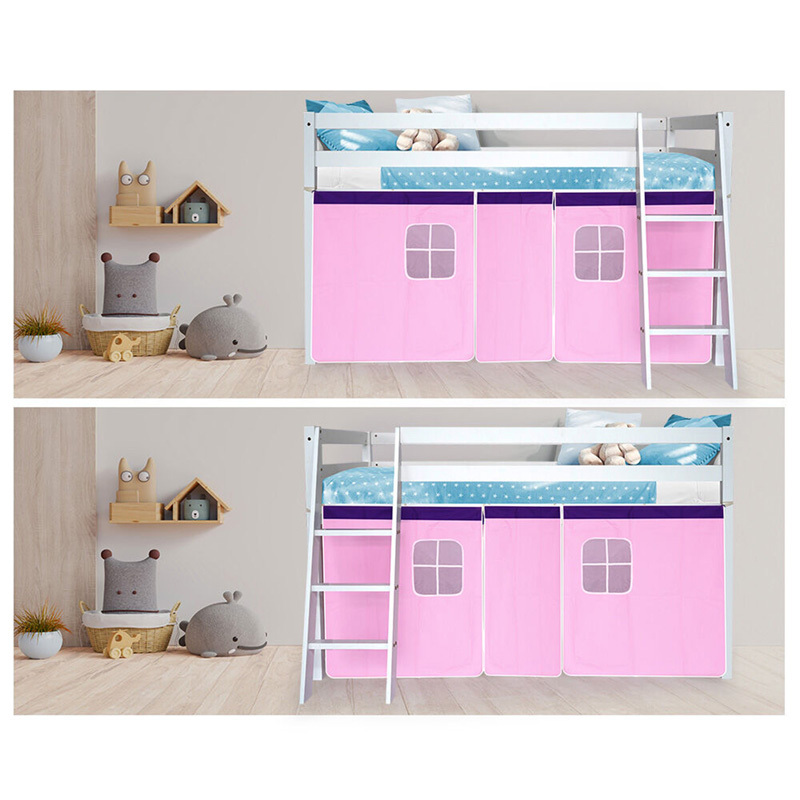 White Kingston Single Bunk Bed with Curtain