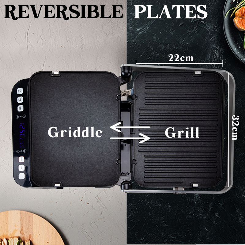 Contact Grill with Ribbed Plates