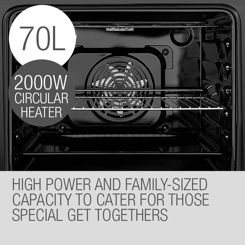 70L EuroChef 8-Function Electric Built-in Oven