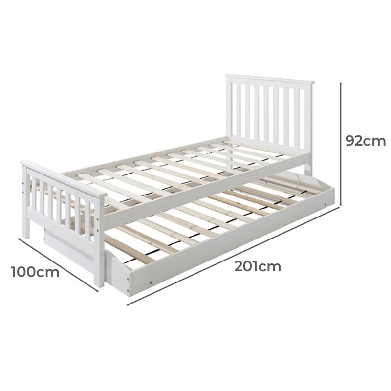 Kingston Pine Wood Single Bed with Trundle