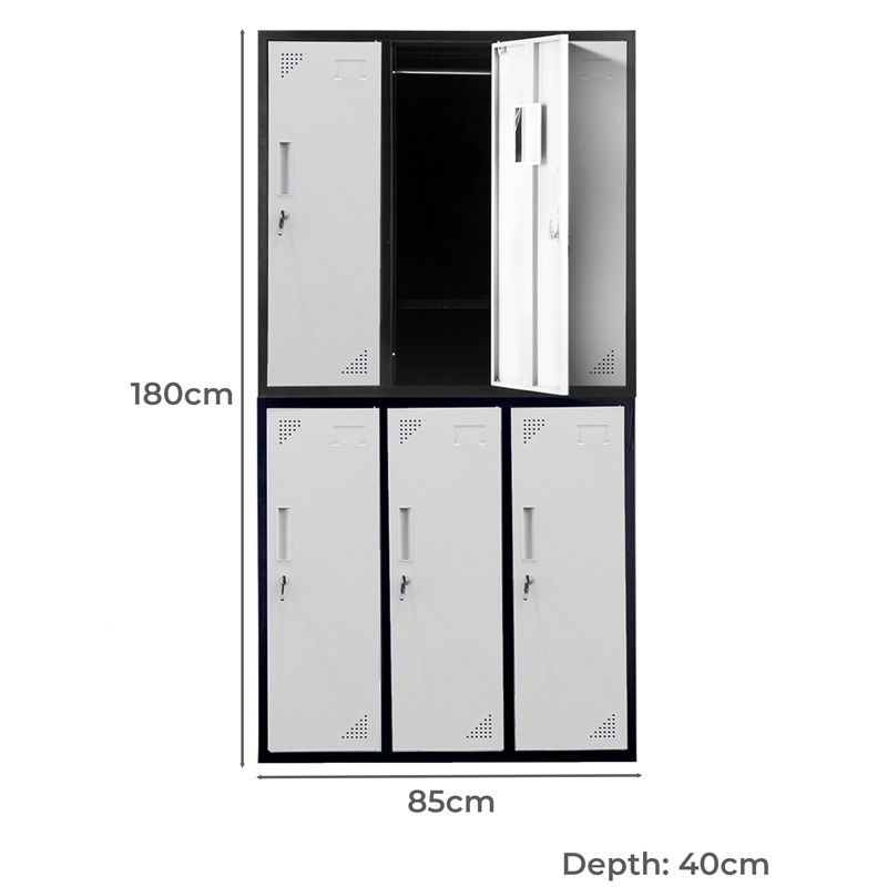 Black 6 Door Steel Gym Locker