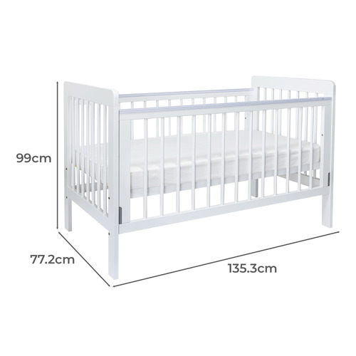 Sweet Pea Anita Pine Wood Cot with Pocket Spring Mattress
