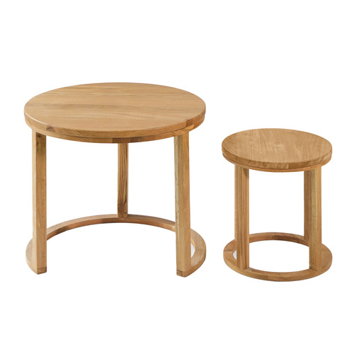 2 Piece Tillich Oak Wood Nesting Table Set