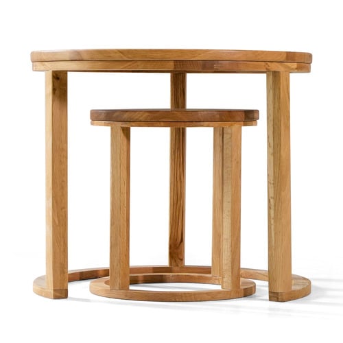 2 Piece Tillich Oak Wood Nesting Table Set