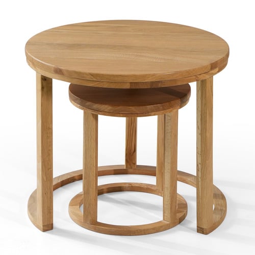 2 Piece Tillich Oak Wood Nesting Table Set