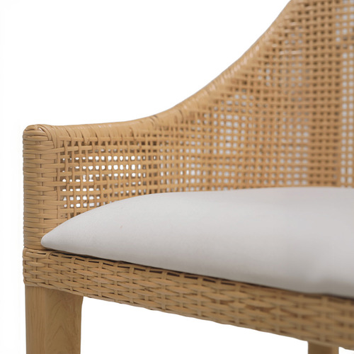 Merritt  Rattan & Mindi Wood Outdoor Counter Stool