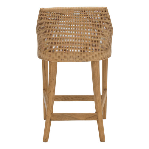 Merritt  Rattan & Mindi Wood Outdoor Counter Stool