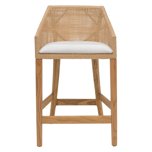 Merritt  Rattan & Mindi Wood Outdoor Counter Stool