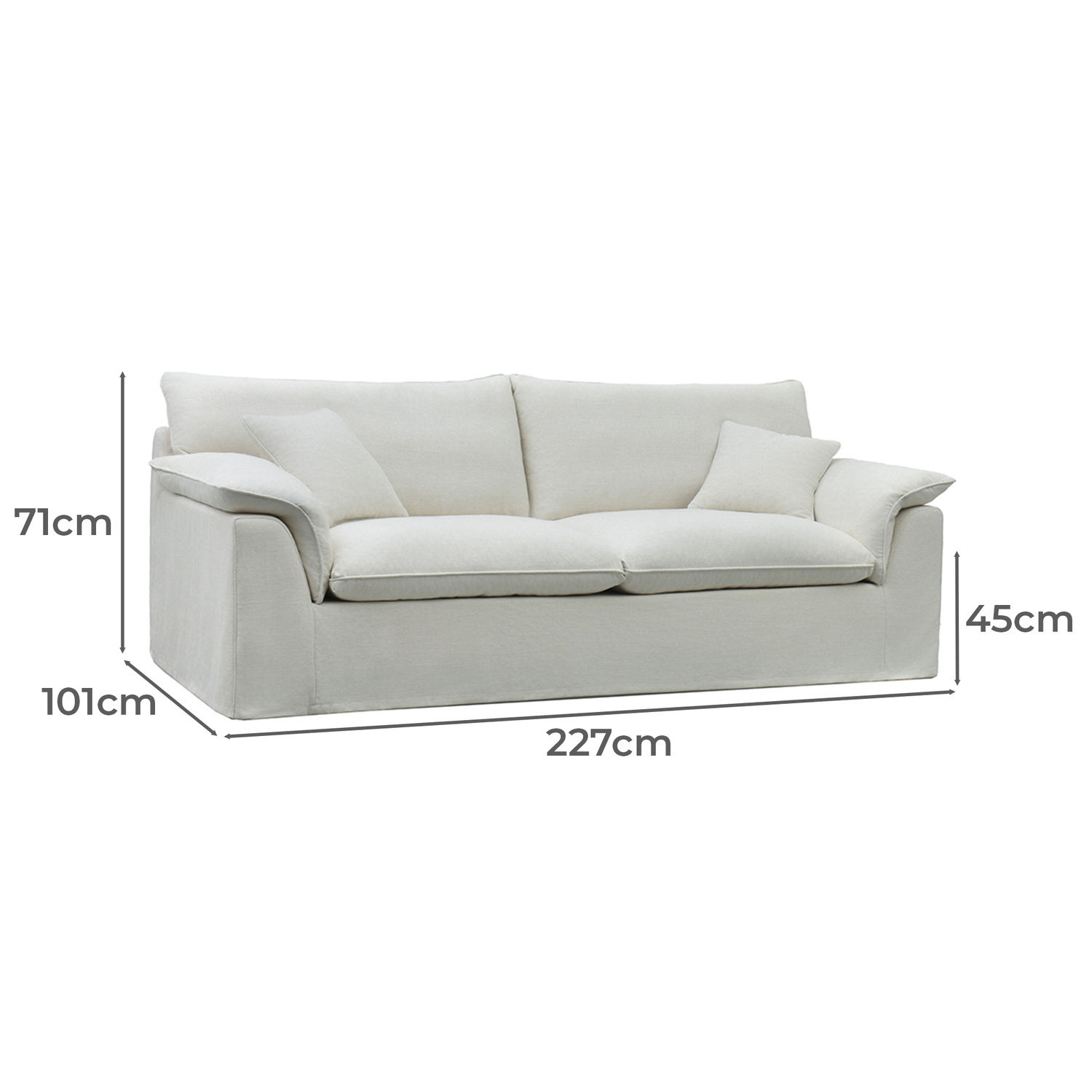 Adams 3 Seater Slipcover Sofa