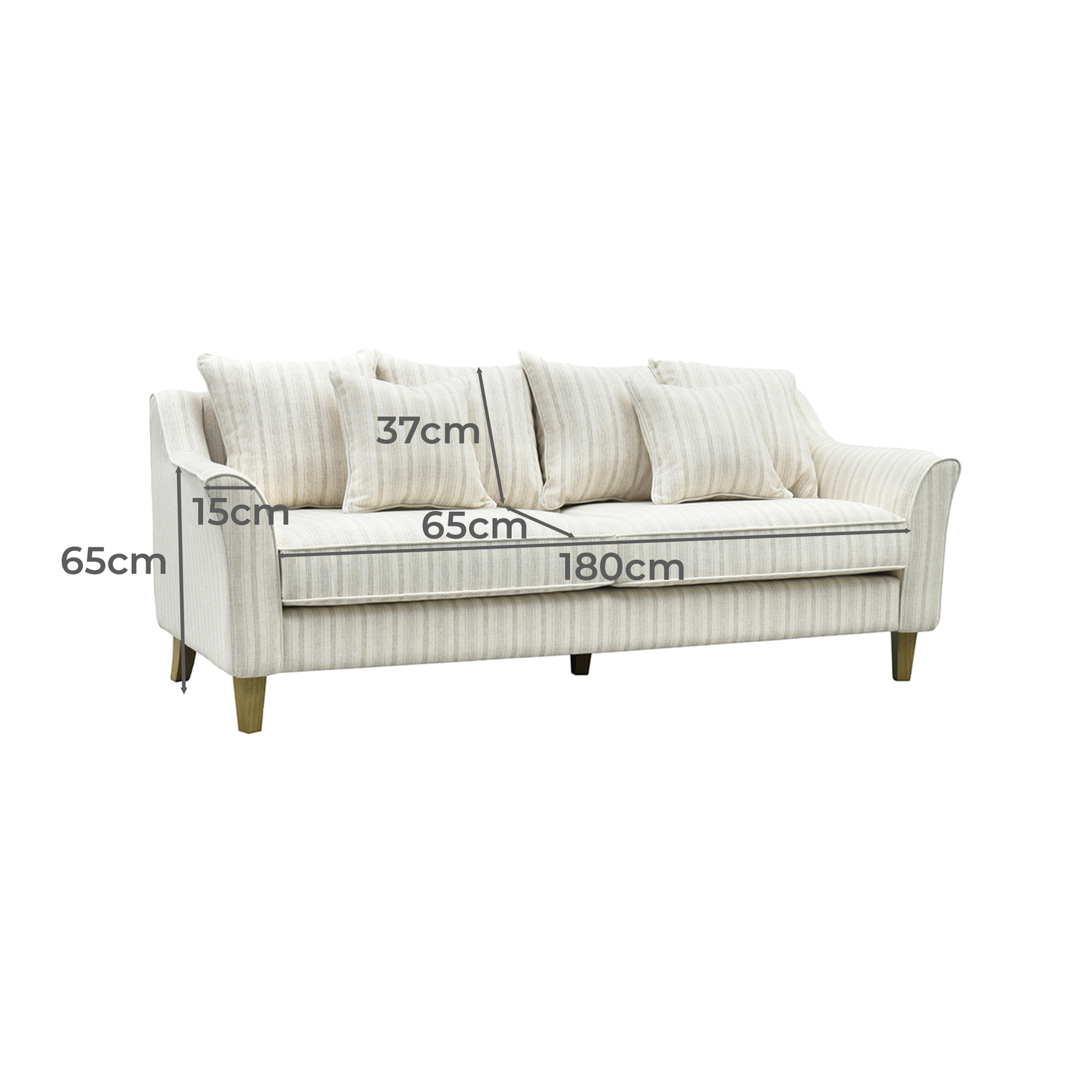 Dean 3 Seater Striped Upholstered Sofa