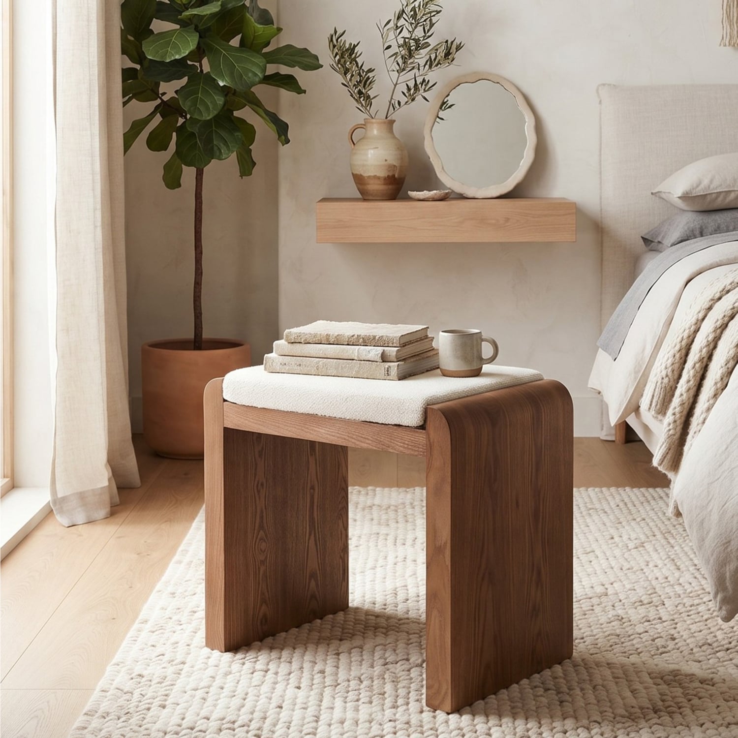 Izyan Cotton & Linen Accent Stool