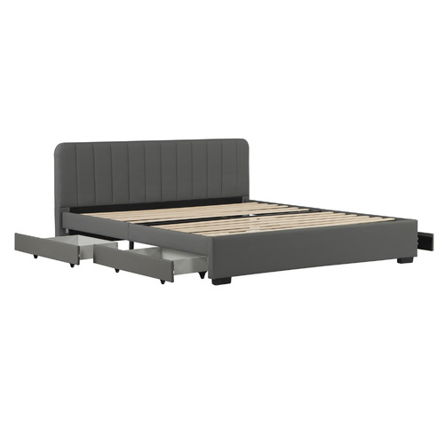 Quincy Faux Leather Bed with Drawers