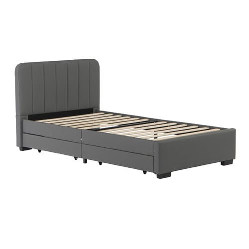 Quincy Faux Leather Bed with Drawers