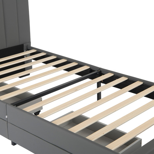 Quincy Faux Leather Bed with Drawers