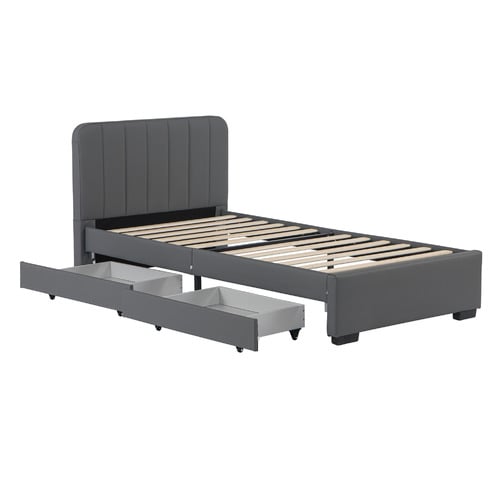 Quincy Faux Leather Bed with Drawers