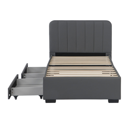Quincy Faux Leather Bed with Drawers