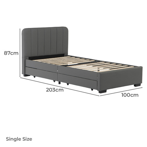 Quincy Faux Leather Bed with Drawers