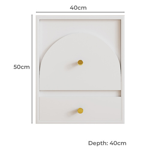 White Solara 2 Drawer Bedside Table