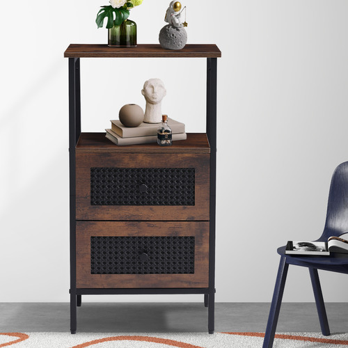 Carmen 2 Drawer Rattan Bedside Table