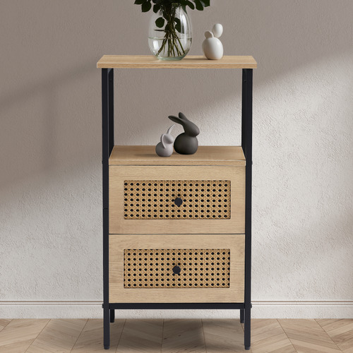 Carmen 2 Drawer Rattan Bedside Table