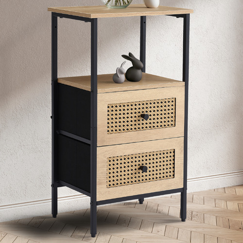 Carmen 2 Drawer Rattan Bedside Table