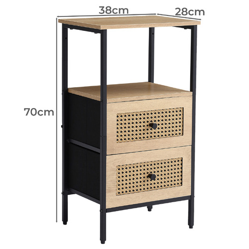 Carmen 2 Drawer Rattan Bedside Table