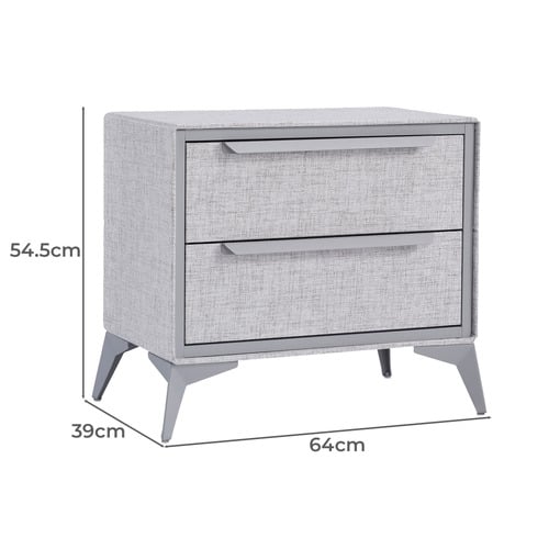 Judith 2 Drawer Fabric Bedside Table
