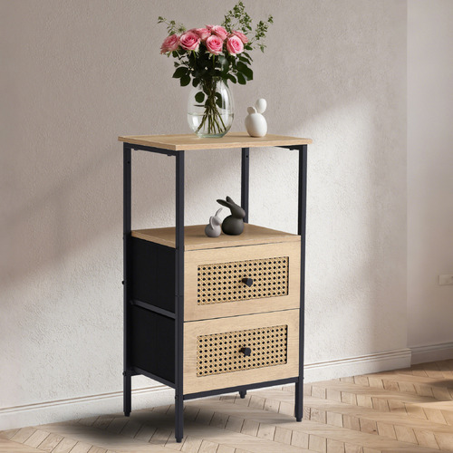 Luna-2-Drawer-Rattan-Bedside-Table