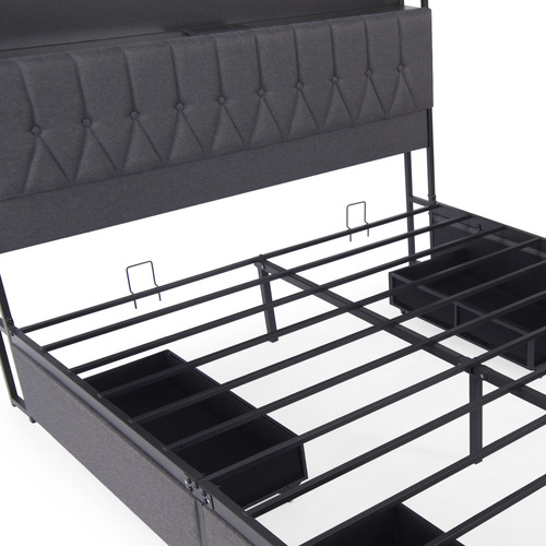 Grey Taylor Bed with Drawers & Charging Station