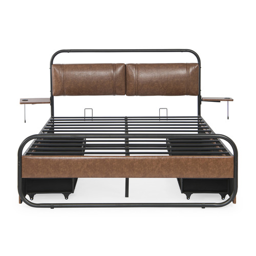 Pierre Faux Leather Bed with Nightstands & Drawers