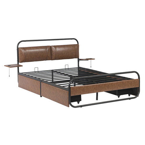 Pierre Faux Leather Bed with Nightstands & Drawers