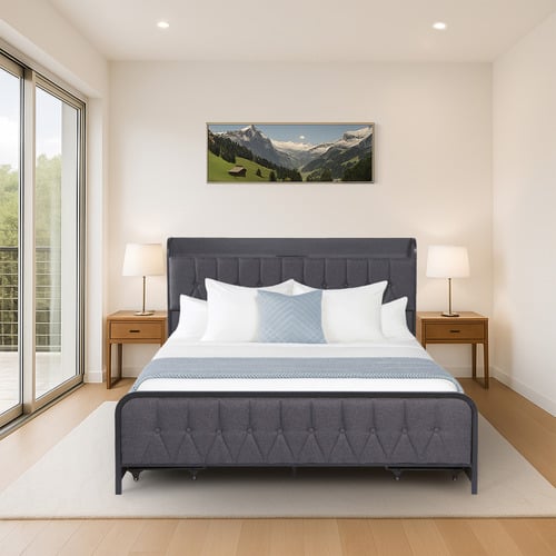 Grey-Taylor-Bed-with-Drawers-and-Charging-Station