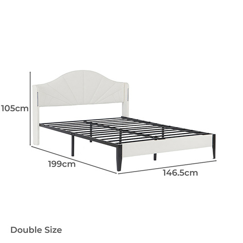 Stephie Faux Leather Bed Frame with LED