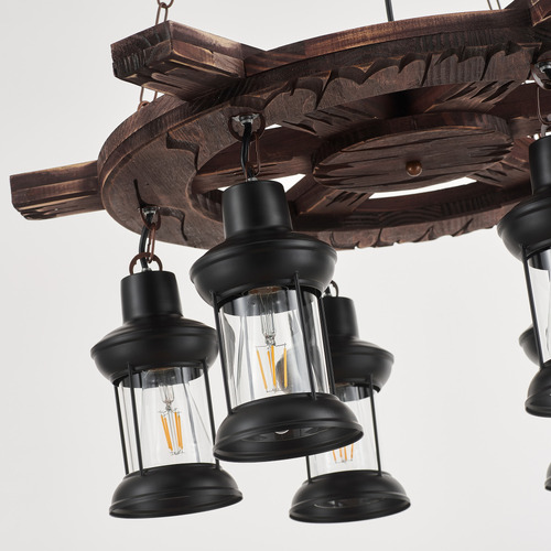 Rosamund Wooden 6 Lamp Pendant Light