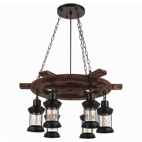 Rosamund Wooden 6 Lamp Pendant Light