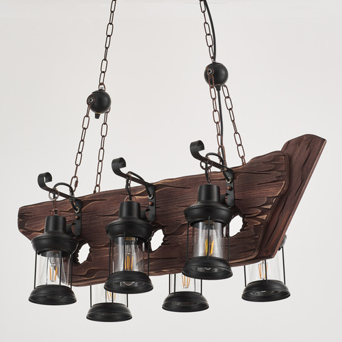 Watkins Wooden 6 Lamp Pendant Light