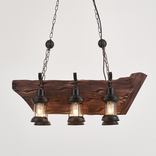 Watkins Wooden 6 Lamp Pendant Light