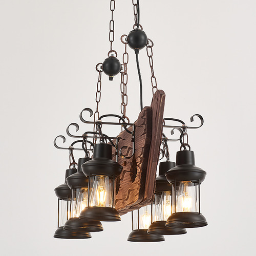 Watkins Wooden 6 Lamp Pendant Light