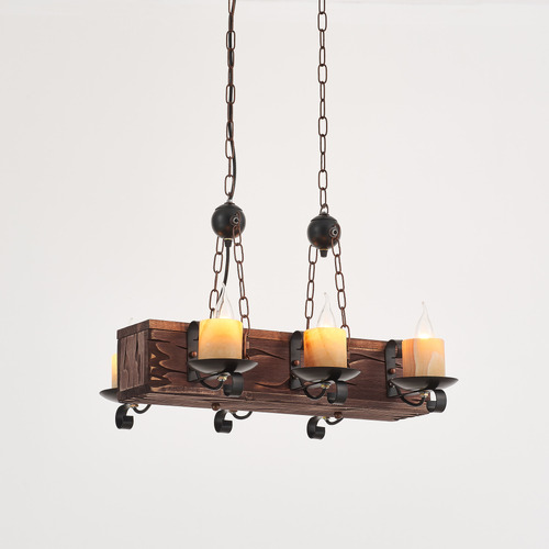 Philip Wooden 6 Lamp Pendant Light