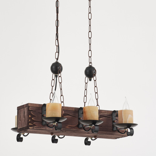 Philip Wooden 6 Lamp Pendant Light